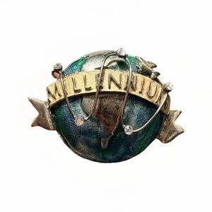 Vintage Y2K Millennium Globe Brooch Kenneth Cole Rare!
